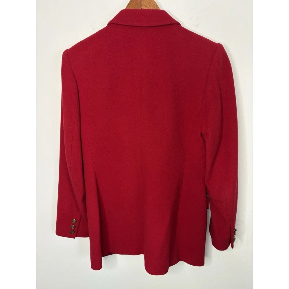 Vintage Talbots Red Wool Double Breasted Blazer Gold Buttons Women Size 8 - Picture 5 of 6
